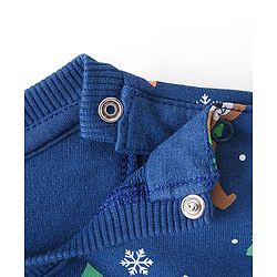 Babyhug 100% Cotton Knit Full Sleeves T-Shirt With Teddy Graphics - Navy Blue