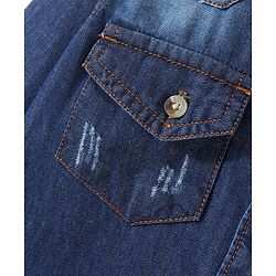 Babyhug Cotton Knit Denim Full Sleeve Shirt With Two Pocket - Blue