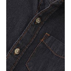 Babyhug 100% Cotton Woven Half Sleeves Solid Color Shirt - Black & Grey