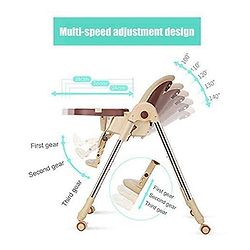 Babyhug Multifunctional Portable High Chair with 5 Level Height Adjustment -Beige| Compact Fold| Removable Wheels with Lock| Removable Double Food Tray| Cushion Seat