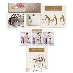 Babyhug Multifunctional Portable High Chair with 5 Level Height Adjustment -Beige| Compact Fold| Removable Wheels with Lock| Removable Double Food Tray| Cushion Seat