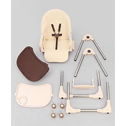 Babyhug Multifunctional Portable High Chair with 5 Level Height Adjustment -Beige| Compact Fold| Removable Wheels with Lock| Removable Double Food Tray| Cushion Seat