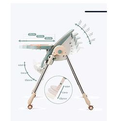 Babyhug Multifunctional Portable High Chair with 5 Level Height Adjustment - Green| Compact Fold| Removable Wheels with Lock| Removable Double Food Tray| Cushion Seat