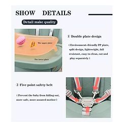 Babyhug Multifunctional Portable High Chair with 5 Level Height Adjustment - Green| Compact Fold| Removable Wheels with Lock| Removable Double Food Tray| Cushion Seat