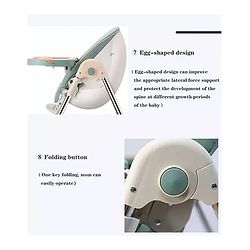 Babyhug Multifunctional Portable High Chair with 5 Level Height Adjustment - Green| Compact Fold| Removable Wheels with Lock| Removable Double Food Tray| Cushion Seat