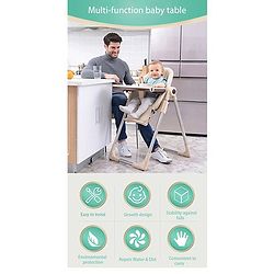 Babyhug Multifunctional Portable High Chair with 5 Level Height Adjustment - Green| Compact Fold| Removable Wheels with Lock| Removable Double Food Tray| Cushion Seat