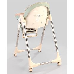 Babyhug Multifunctional Portable High Chair with 5 Level Height Adjustment - Green| Compact Fold| Removable Wheels with Lock| Removable Double Food Tray| Cushion Seat