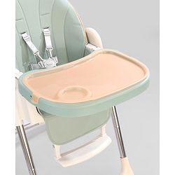 Babyhug Multifunctional Portable High Chair with 5 Level Height Adjustment - Green| Compact Fold| Removable Wheels with Lock| Removable Double Food Tray| Cushion Seat
