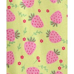 Babyhug Cotton Knit Full Sleeves Front Open Strawberry Print Pyjama Set - Green