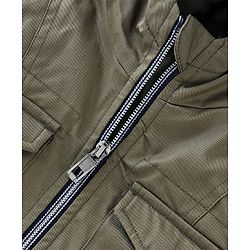 Babyhug Full Sleeves Solid Colored Hooded Bomber Jacket with Pockets - Olive