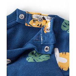 Babyhug Cotton Knit Full Sleeves Night Suit With Tiger Print - Navy Blue