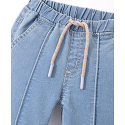 Babyhug Full Length Stretchable Solid Color Denim Jogger Light Blue (Drawstring Colour May Vary)