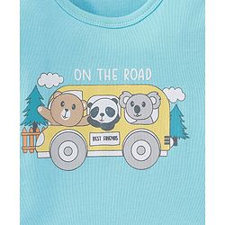Babyhug 100% Cotton Knit Full Sleeves Onesie Bear & Panda Print - Blue