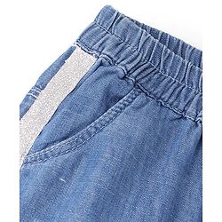 Babyhug 100% Cotton Denim Full Length Joggers- Blue