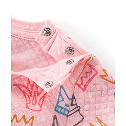 Babyhug Interlock Full Sleeves Winterwear Nightsuit with Crown Printed - Pink