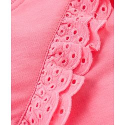Babyhug 100% Cotton Knit Full Sleeves Solid Colour Frill Detailing Top With Floral Print Pant Set - Pink & Navy Blue