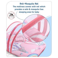 Babyhug Cotton Bedding Set with Mosquito Net Hot Air Balloon Print - Pink