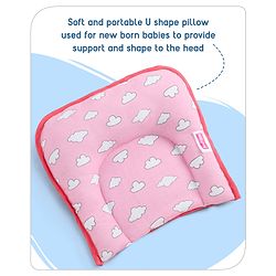 Babyhug Cotton Bedding Set with Mosquito Net Hot Air Balloon Print - Pink