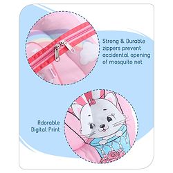 Babyhug Cotton Bedding Set with Mosquito Net Hot Air Balloon Print - Pink