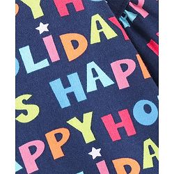Babyhug 100% Cotton Knit Full Sleeves Sweatshirt With Text Print - Navy Blue