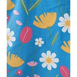 Babyhug 100% Cotton Knit Full Sleeves Overlap T-Shirt with Floral Print & Smocking Detailing - Blue