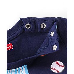 Babyhug 100% Cotton Knit Full Sleeves T-Shirt With Text Print - Navy Blue