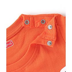 Babyhug Cotton Knit Full Sleeves Text Graphic T-Shirt - Orange