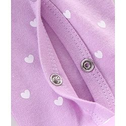 Babyhug Cotton Knit Full Sleeves Footed Sleepsuit Hearts Print - Pink
