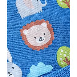 Babyhug 100% Cotton Knit Bear Print Mittens & Booties - Navy Blue