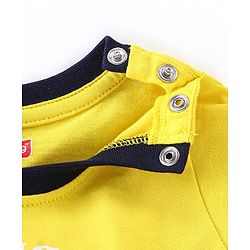 Babyhug 100% Cotton Knit Half Sleeves T-Shirt & Shorts With Teddy Print - Black & Yellow