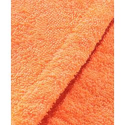 Babyhug Full Sleeves Woven Terry Crab Faced Hooded Bath Robe - Orange