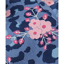 Babyhug Cotton Knit Full Sleeves Skivi T-Shirt with Floral Graphic Printed - Navy Blue