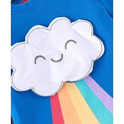Babyhug Cotton Knit Full Sleeves Clouds Detailing Night Suit - Blue