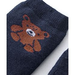 Cute Walk By Babyhug Terry Anti-Bacterial Ankle Length Socks With Teddy Print Pack Of 3 - White & Black