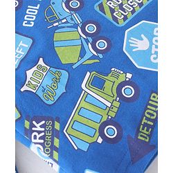 Babyhug Cotton Knit Full Sleeves Trucks Printed Night Suit - Blue