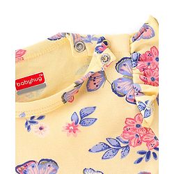 Babyhug 100% Cotton Knit Full Sleeves Onesie Butterfly Print - Yellow