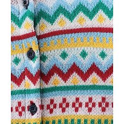 Babyhug Knitted Full Sleeves Sweater Set With Chevron Design - Multicolour