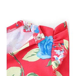 Babyhug 100% Cotton Full Sleeves Onesie with Head Band Floral Print - Red
