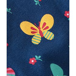 Babyhug 100% Cotton Full Sleeves Romper With Butterfly Print - Navy Blue