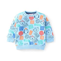 Babyhug 100% Cotton Terry Knit Half & Full Sleeves T-Shirt & Lounge Pant Stripes & Penguin Print - Yellow Red & Blue
