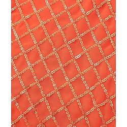 Babyhug Sleeveless Halter Neck Embroidered Choli Lehenga and Dupatta Set - Rust