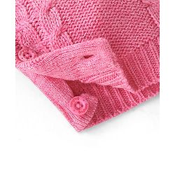 Babyhug Knitted Full Sleeves Winter Wear Romper with Cable Knit Design - Pink