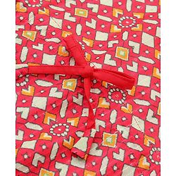 Babyhug Sleeveless All Over Printed Kaftan Kurta With Legging Set-Coral