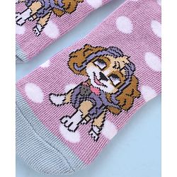 Cute Walk by Babyhug Cotton Blend Ankle Length Anti Bacterial Socks Paw Patrol Design Pack of 3 - Pink & Purple