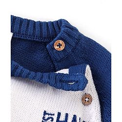 Babyhug Full Sleeves Sweater Set with Cap Colour Block & Text Design - Multicolour