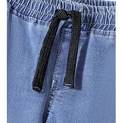 Babyhug Denim Full Length Joggers with Stretch Solid Color - Light Blue