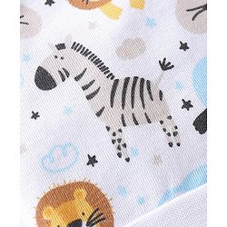 Babyhug 100% Cotton Knit Cap Mittens & Booties Set with Lion Print - White