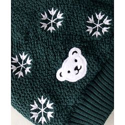 Babyhug Cotton Knit Embroidered Woollen Cap Olive Green - Diameter 10.5 cm