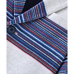 Babyhug Woven Full Sleeves Party Wear Blazer Striped Colour - Grey & Navy Blue