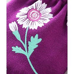 Babyhug 100% Cotton Knit Mittens & Booties Floral Print - Purple